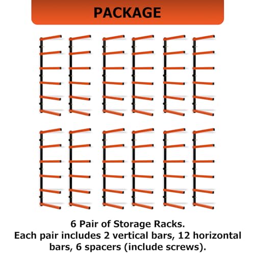 Steel Wall Mounted 6-Tier Lumber Storage Rack a7k
