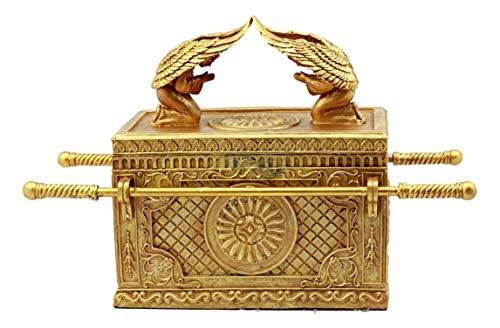Matte Gold Holy Ark of the Covenant Religious Decorative Figurine Box k7
