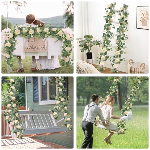 Artificial Eucalyptus Rose Garland for Wedding Table Decor k7p