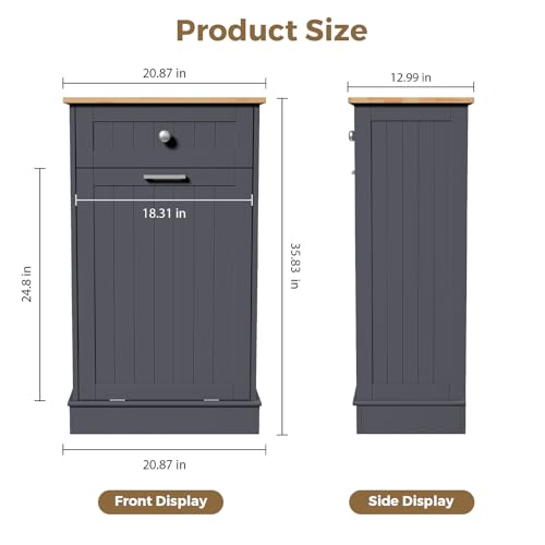 Trash Cabinet with Hideaway Drawer and Cutting Board White a7