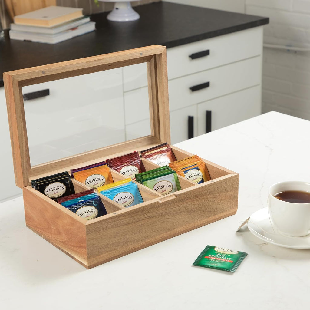 Tea Bag Storage Box with Clear Magnetic Lid 8 Compartments a7
