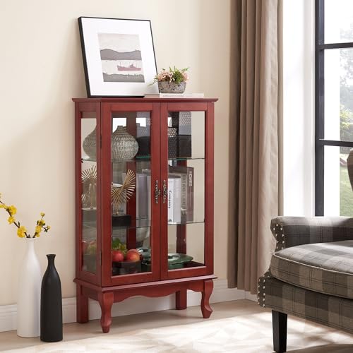Corner Curio Cabinet with Glass Doors and Adjustable Shelves a7