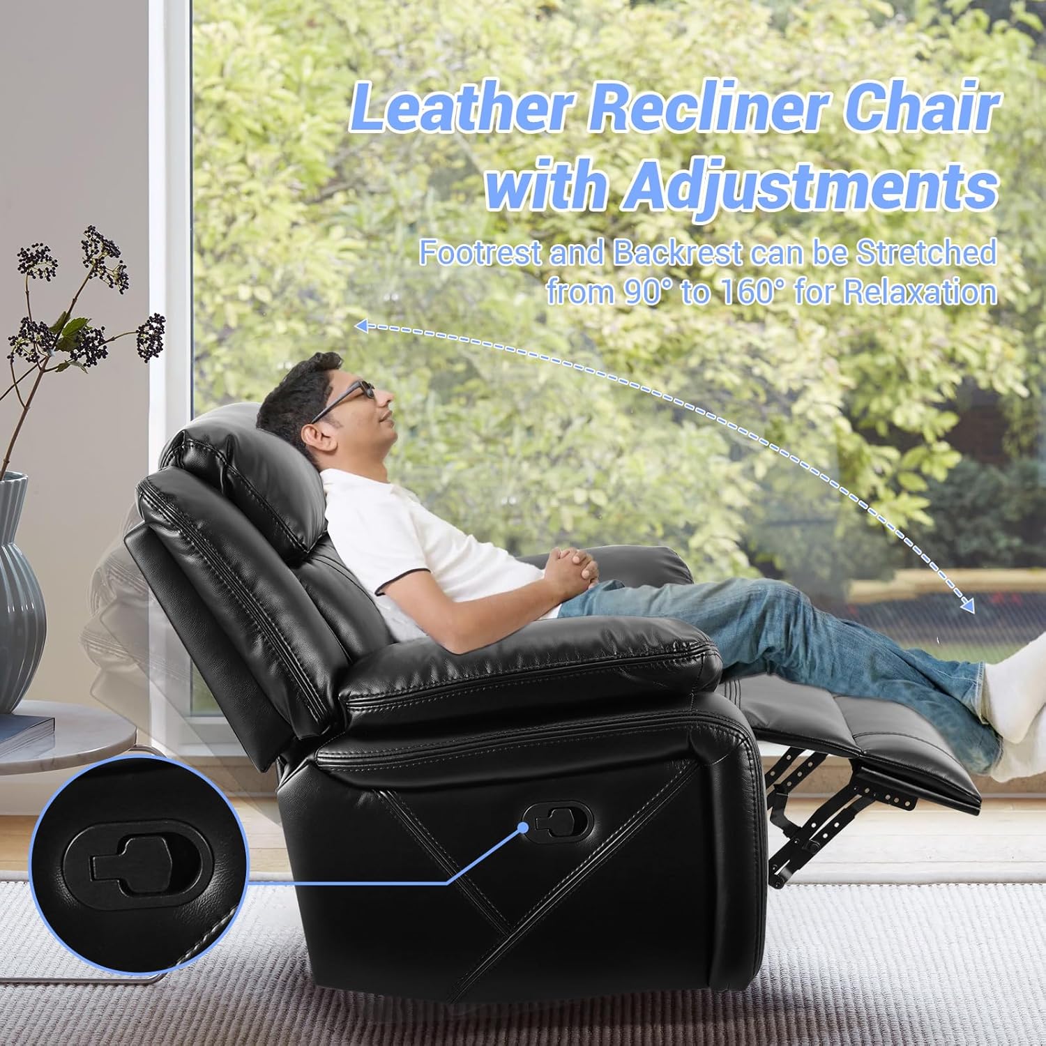Swivel Rocker Recliner Chair for Small Spaces Black a7