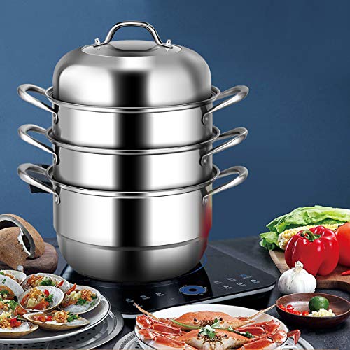 Stainless Steel 4-Tier Steamer Pot with Glass Lid a7