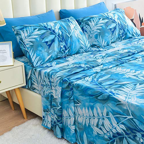 Mint Green Floral Sheet Set Queen 6 Piece Microfiber Deep Pocket k7