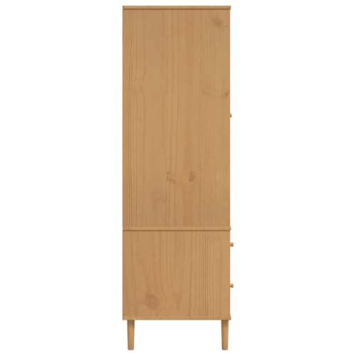Wardrobe Rattan Look Solid Pine Wood 35.4x21.7x68.9 in q7