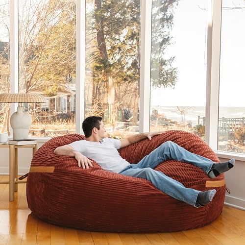 Giant Bean Bag Chair with Removable Cover, Deep Terracotta Plush a7