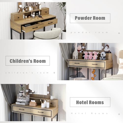 White Vanity Desk with Lighted Mirror and 4 Drawers k7p