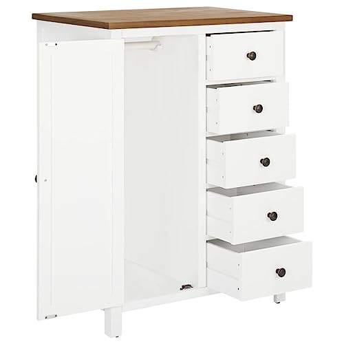 Wardrobe Solid Oak Wood with Hanging Rod and Drawers k7m