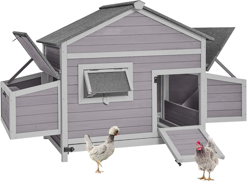 GUTINNEEN Chicken Coop Outdoor Poultry Cage Wooden Hen House with Large Nesting Box, Backyard and Farm