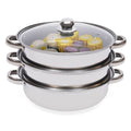 5-Tier Stainless Steel Steamer, 30cm/11.81in Cookware Pot Vegetable Steamer with Tempered Glass Lid, Stackable Cooking Steam Pot Kitchen Cookware for Gas Electric Induction Grill Stove, Silver