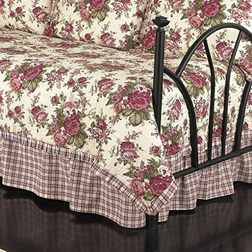 Farmhouse Floral Reversible Daybed Quilt Set 105x54 Tea Stain k7