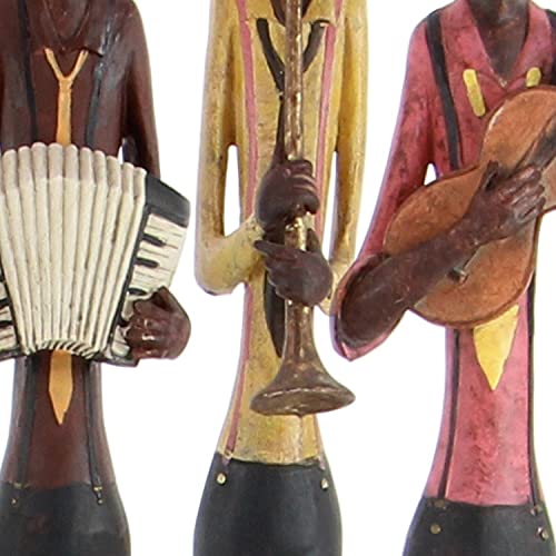 Polystone Musician Decorative Sculpture Set of 4 Brown k7m
