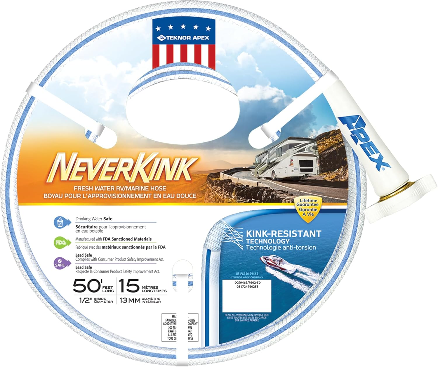 Teknor Apex 8602-25 NeverKink RV/Marine Hose - 5/8" x 25' , White