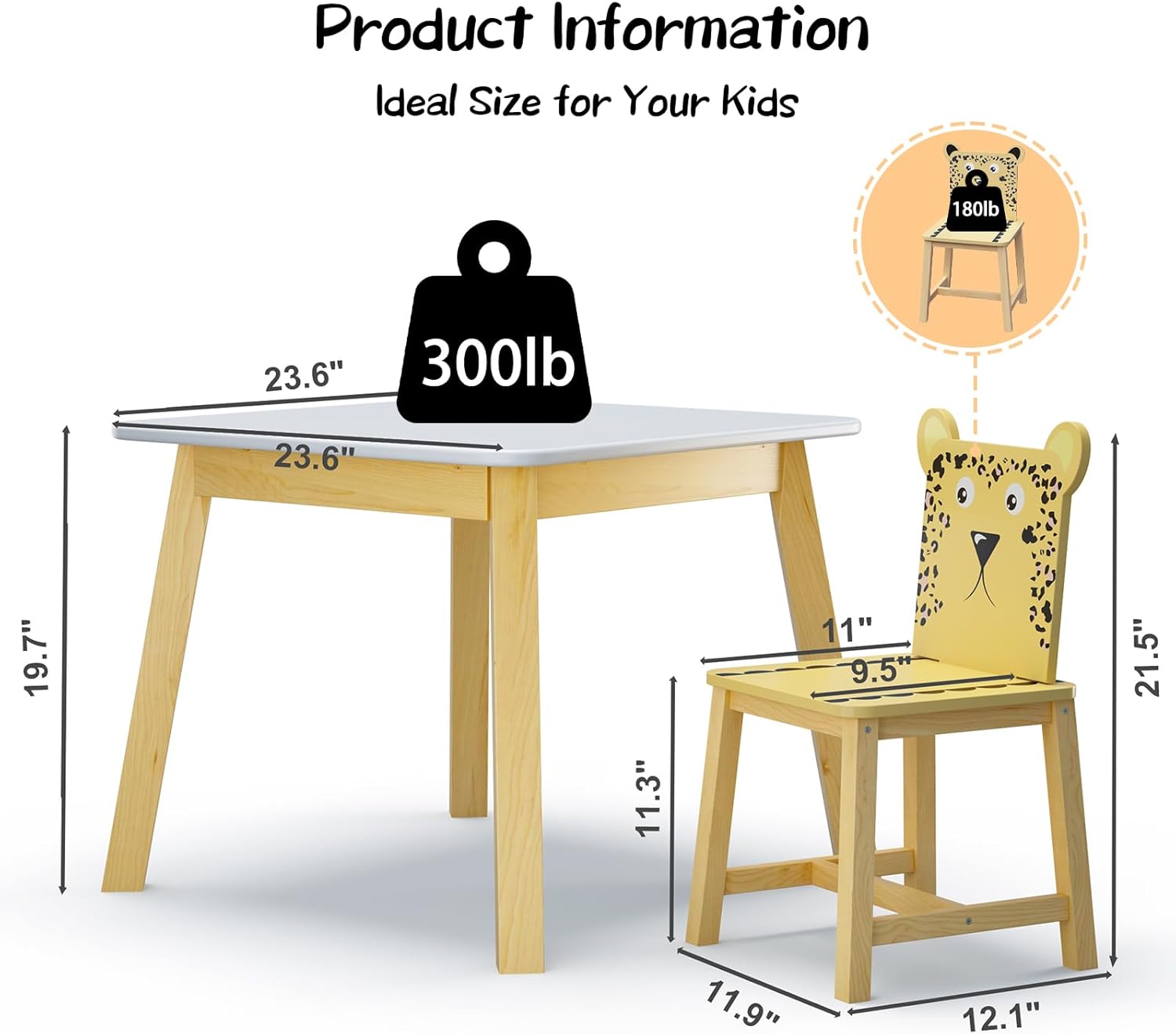 Children's Wooden Table and 4 Chairs Set a7