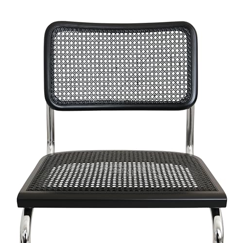 Cane Cantilever Side Chair Chrome Steel Frame Walnut A7