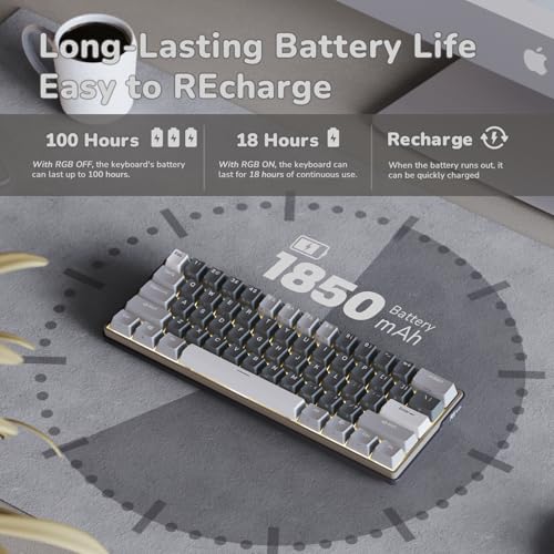 RK61 Plus Wireless Gaming Keyboard 60% Mechanical RGB Hot Swappable Pc
