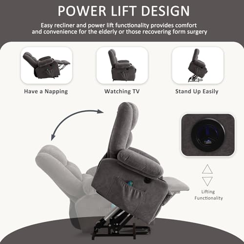 Power Lift Recliner with Heat and Massage for Elderly, USB Port a7