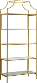 Sauder International Lux Bookcase/ book shelf, Satin Gold finish