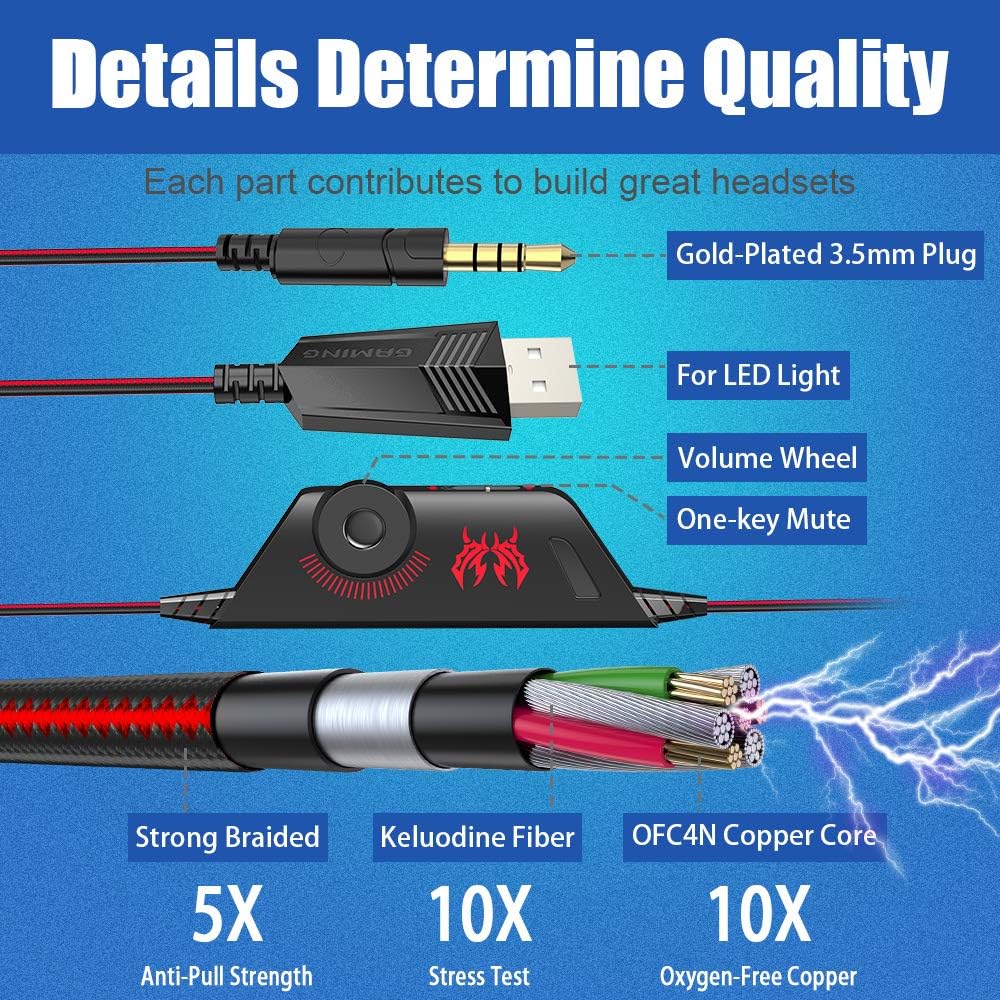 Gaming Headset for PS4 PC Xbox One Noise Cancelling Over Ear with Mic k7x