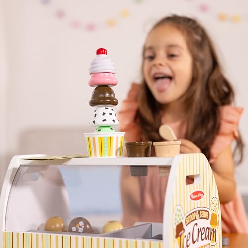Wooden Ice Cream Counter Play Set 28pcs a7