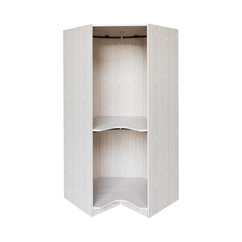 Polygon Corner Wardrobe Closet with Hanging Rods Gray k7m