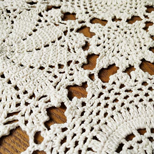 Cotton Crochet Lace Table Runner Ecru White 11x23 Inch a7