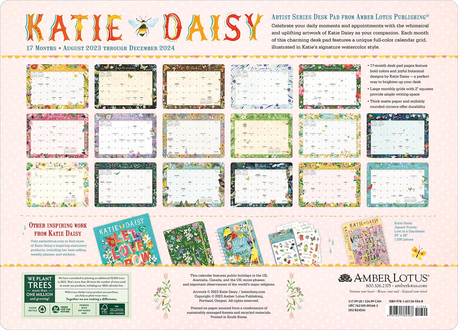 Desk Pad Monthly Calendar 2023-2024 Large Grids q7m