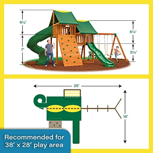 Cedar Wood Swing Set with Clubhouse and Spiral Slide k7m