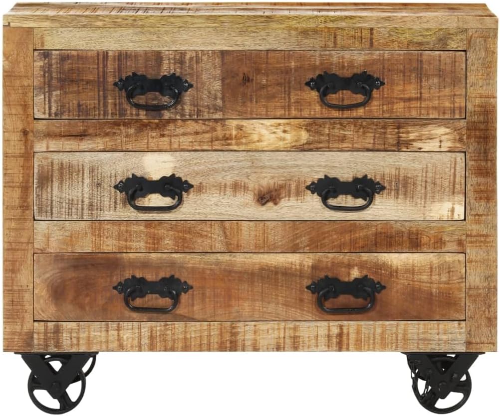 Sideboard with 3 Drawers Solid Mango Wood Brown k7