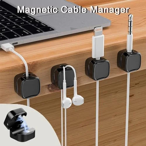 Magnetic Cable Clips Cord Organizer Black Self Adhesive Under Desk a7k