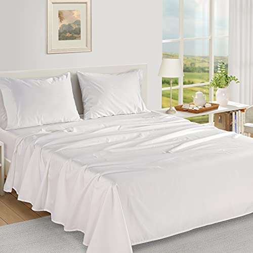 Egyptian Cotton Queen Sheet Set 4PC Sateen Weave Deep Pocket White k7