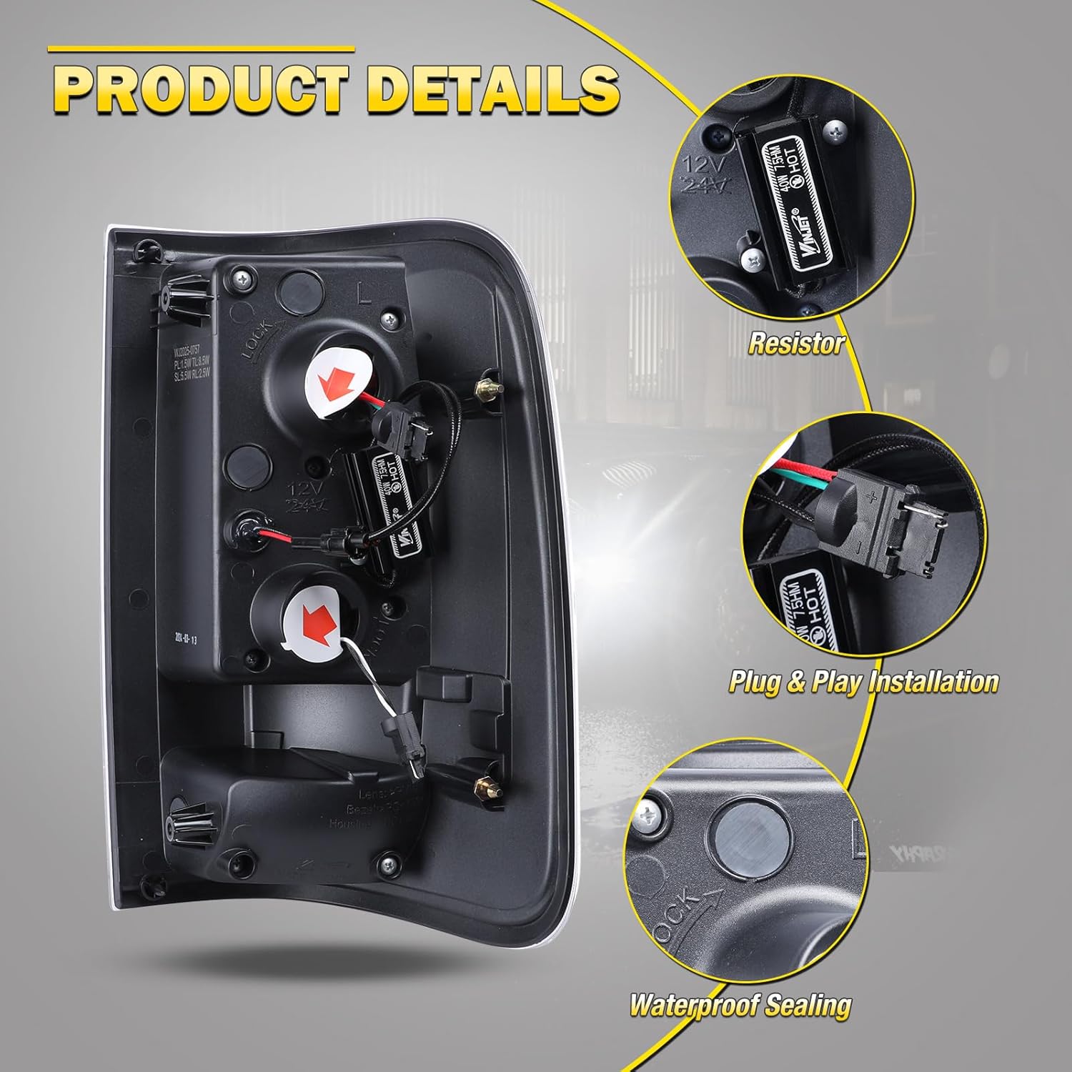LED Taillights for 2004-2008 Ford F-150 Styleside Black Smoke Lens k7q