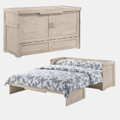 Night & Day Furniture Murphy Cube Cabinet Bed with 6" Gel Memory Foam Tri-Fold Mattress (Rural Grey, Twin XL Customizable Assembly)