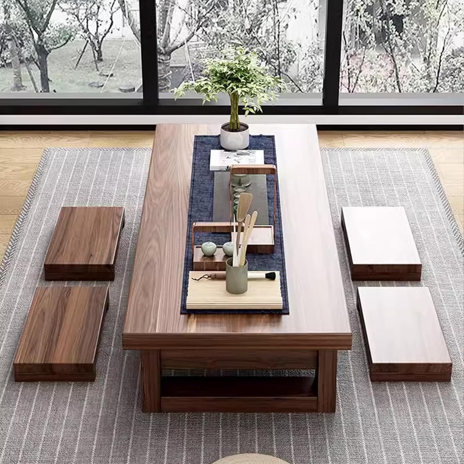 Solid Wood Floor Tea Table for Living Room Tatami a7