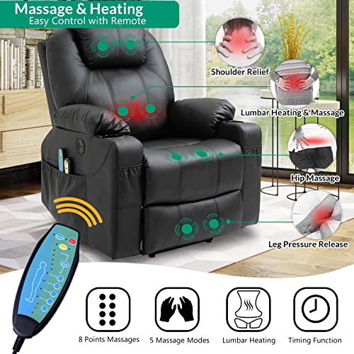 Power Lift Recliner Chair for Elderly Heated Massage Fabric with USB Ports Grey k7m