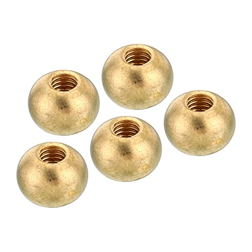 PATIKIL M6x1 Thread Cap Nuts Knob, 5 Pack Brass Ball Lamp Decoration Screw Caps Nut for Furniture Lighting