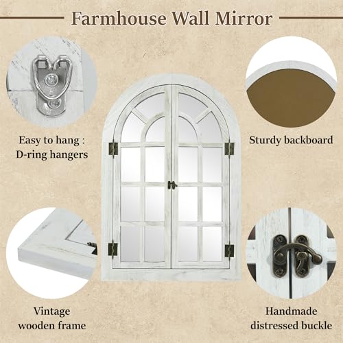 Arched Wall Mirror Wood Frame Farmhouse Decor for Bedroom Living Room a7