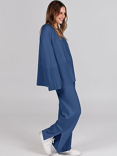 Cozy Knit Sweater and Wide Leg Pant Lounge Set 2 Piece Outfit k7