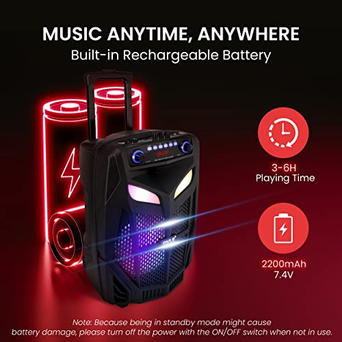 Pyle Portable Bluetooth PA Speaker 800W 12 Inch Indoor Outdoor Party Lights with Mic and Remote k7m
