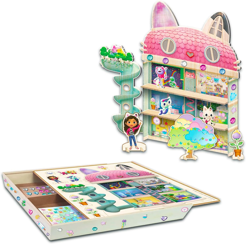Wooden Dollhouse Playset with Stickers and Activity Set k7m