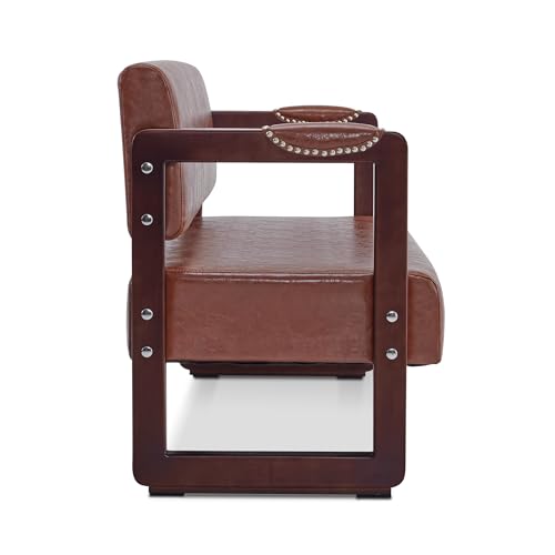 Waiting Room Bench with Backrest Faux Leather Brown k7m
