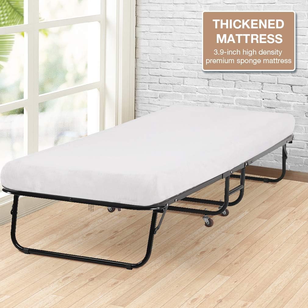 Folding Guest Bed with Wheels Portable Cot A7