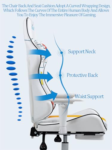 Gaming Chair Recliner Adjustable Leather Swivel Office Computer White k7p