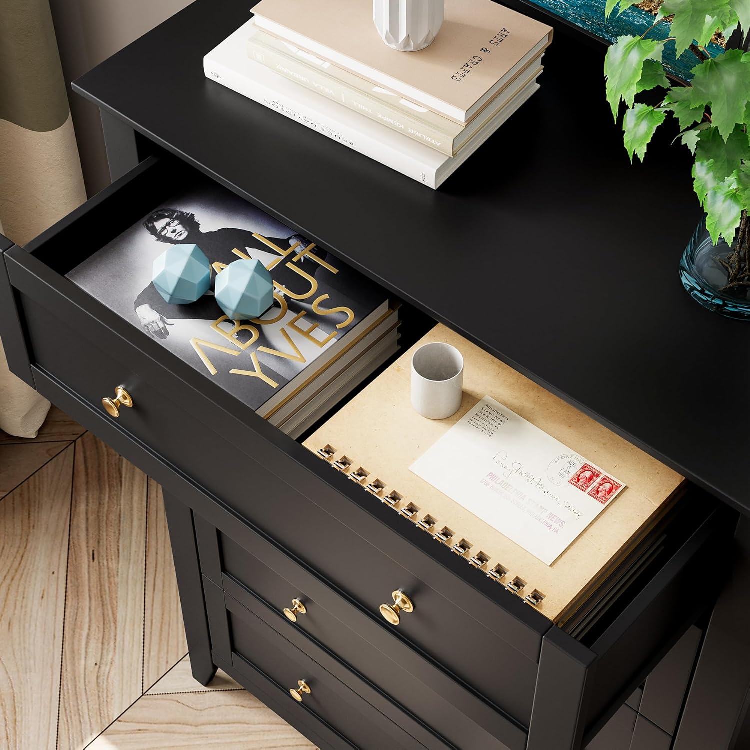 5 Drawer Tall Dresser for Bedroom with Metal Knobs a7