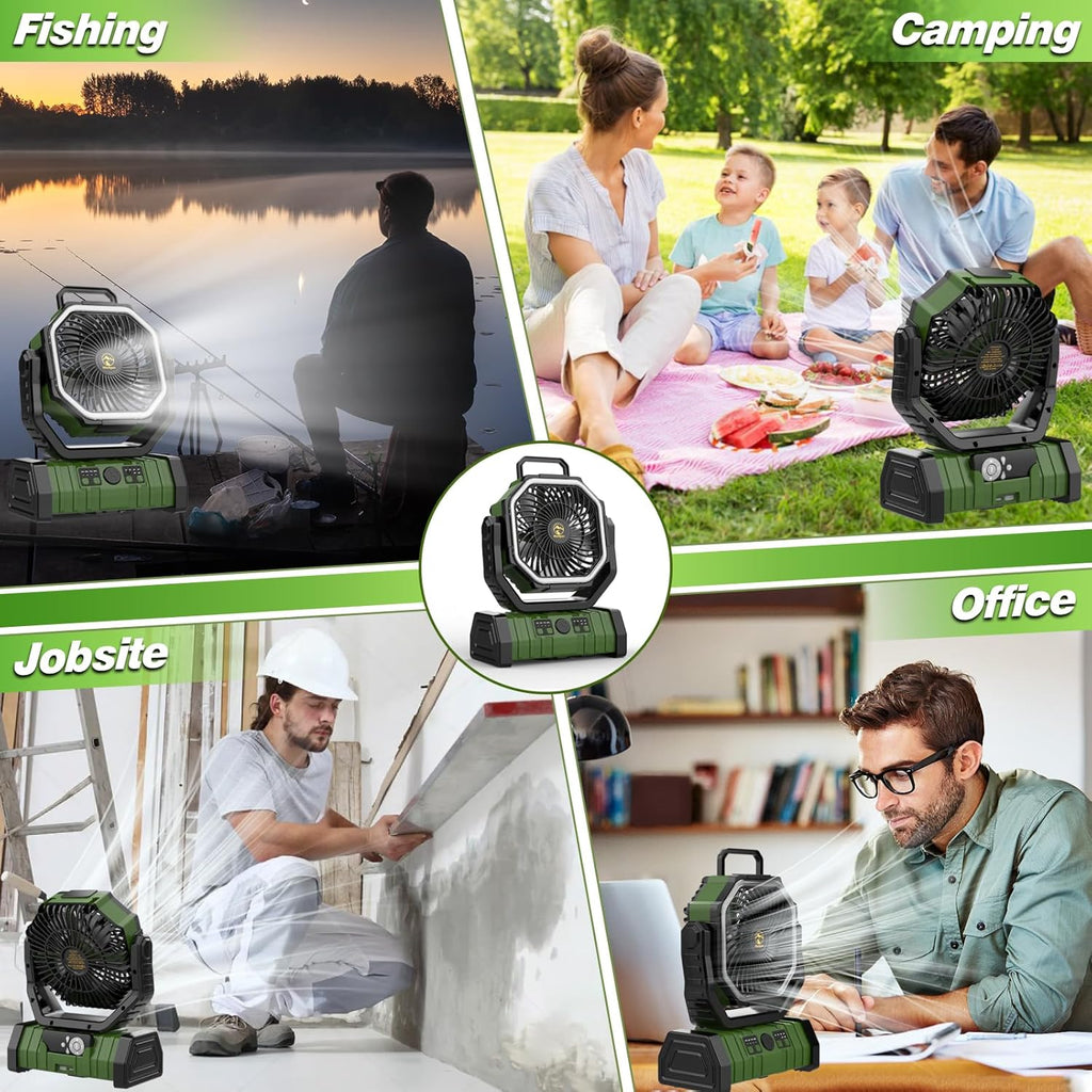20000mAh Rechargeable Portable Camping Fan with LED Lantern and Remote k7