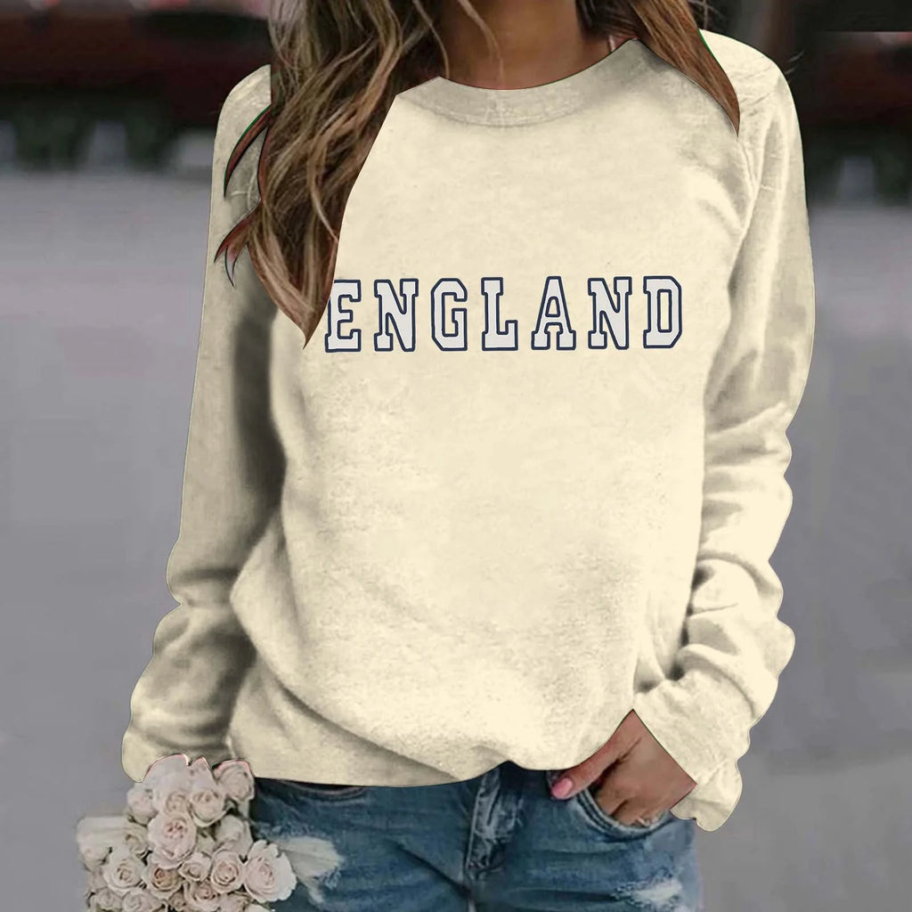 Women's Letter Printed Round Neck Long Sleeve Sweatshirt k7