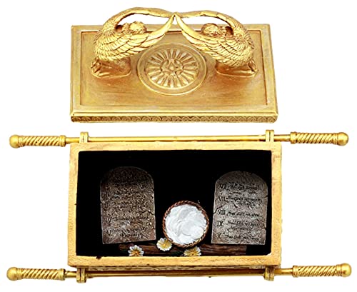 Matte Gold Holy Ark of the Covenant Religious Decorative Figurine Box k7
