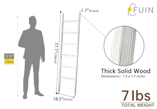 Wooden Blanket Ladder 6.4ft Black q7