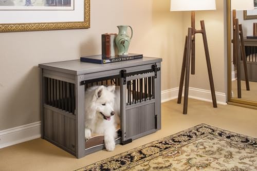 Sliding Barn Door Dog Crate Large Grey k7p